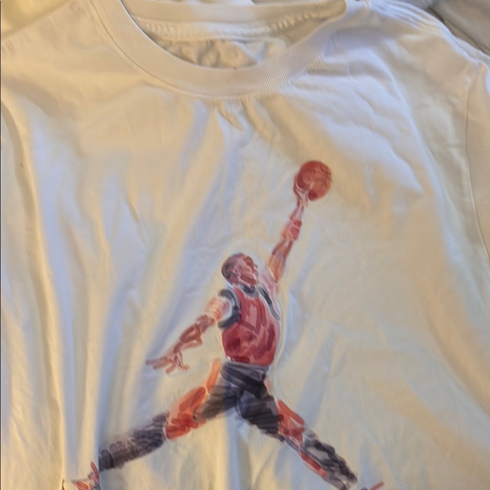 White Graphic T-Shirt with Basketball Print